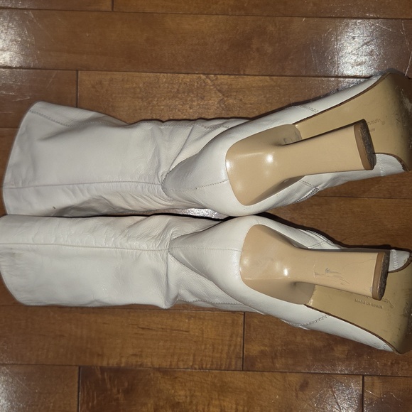 Elegant Cream Leather Calf-High David Aaron Women's Boots - Picture 8 of 12